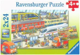 Ravensburger Kinderpuzzle - 09191 Trubel am Bahnhof - Puzzle für Kinder ab 4 Jahren, mit 2x24 Teilen