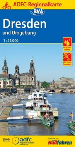 ADFC-Regionalkarte Dresden und Umgebung mit Tagestouren-Vorschlägen, 1:75.000, reiß- und wetterfest, GPS-Tracks Download