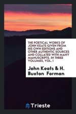 Poetical Works of John Keats Given from His Own Editions and Other Authentic Sources and Collated with Many Manuscripts. in Three Volumes, Vol. I