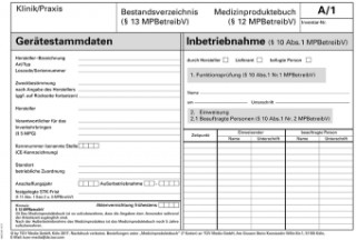 Medizinproduktebuch - Bestandsverzeichnis