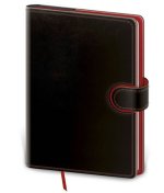 Zápisník Flip M linkovaný černo/červený
