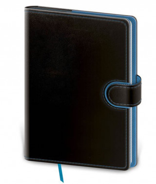 Zápisník Flip M linkovaný černo/modrý