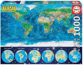 Puzzle Neonowy świat fluorescencyjna mapa świata 1000