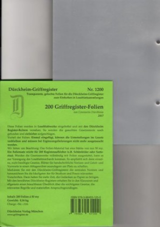 200 DürckheimRegister®-FOLIEN für STEUERGESETZE, SCHÖNFELDER u.a; zum Einheften und Unterteilen der roten Gesetzessammlungen