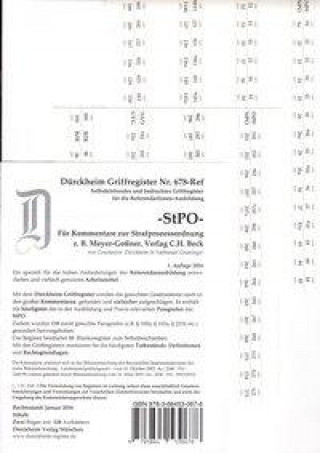 StPO Meyer-Goßner, Assessor/in Griffregister Nr. 678-Ref / z.B. für den Schönfelder oder den Kommentar Meyer-Goßner 2016/2017