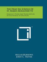 The Dead Sea Scrolls Of St. Mark's Monastery V2: Fascicle 2, Plates And Transcription Of The Manual Of Discipline