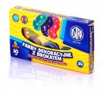 Farby dekoracyjne z brokatem 6 kolorów 10 ml