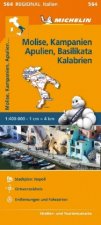 Michelin Molise, Kampanien, Apulien, Basilikata, Kalabrien. Straßen- und Tourismuskarte 1:400.000