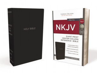 NKJV Holy Bible, Giant Print Center-Column Reference Bible, Black Leather-look, 72,000+ Cross References, Red Letter, Comfort Print: New King James Ve