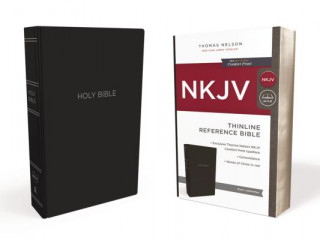 NKJV, Thinline Reference Bible, Leather-Look, Black, Red Letter, Comfort Print (Thomas Nelson)(Brožovaná)