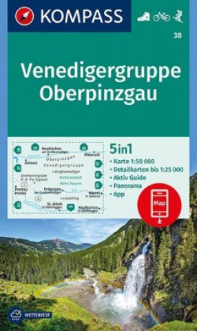 KOMPASS Wanderkarte Venedigergruppe; Oberpinzgau 1 : 50 000