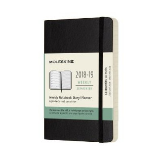 2019 Moleskine Notebook Black Pocket Weekly 18-month Diary Soft (July 2018 to December 2019)