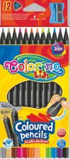 Kredki ołówkowe Colorino Kids trójkątne czarne 12 kolorów +temperówka