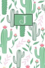 J: Monogram Initial Notebook: Cute Boho Cactus Design with 100 Lined Pages: Monogrammed Diary or Journal: Great Gift Idea for Women & Girls