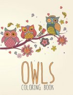 Owls Coloring Book: Large, Stress Relieving, Relaxing Owl Coloring Book for Adults, Grown Ups, Men & Women. 45 One Sided Owl Designs & Pat