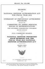 Hearing on National Defense Authorization Act for Fiscal Year 2015 and oversight of previously authorized programs before the Committee on Armed Servi