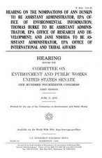 Hearing on the nominations of Ann Dunkin to be Assistant Administrator, EPA Office of Environmental Information; Thomas Burke to be Assistant Administ