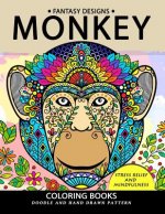 Monkey Coloring Book: Stress-relief Coloring Book For Grown-ups