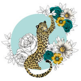 Karnet Swarovski kwadrat Gepard kwiaty