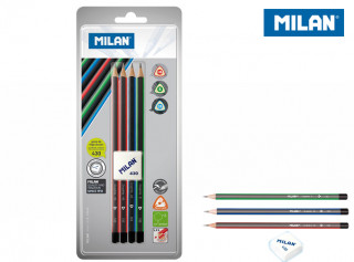 Ołówki trójkątne MILAN 4 sztuki + gumka 430