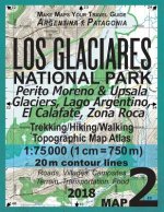 Los Glaciares National Park Map 2 Perito Moreno & Upsala Glaciers, Lago Argentino, El Calafate, Zona Roca Trekking/Hiking/Walking Topographic Map Atla