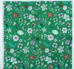 Stoff Grün, Blumen mit Neon 50 x 140 cm