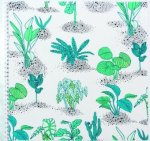 Stoff Hellgelb, Pflanzen mit Neon 50 x 140 cm