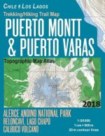 Trekking/Hiking Trail Map Puerto Montt & Puerto Varas Alerce Andino National Park Reloncavi, Lago Chapo, Calbuco Volcano Chile Los Lagos Topographic M
