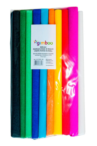 Bibuła marszczona w rolce Gimboo 10 sztuk mix kolorów