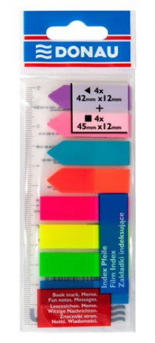 záložky samolepicí, 12 x 42 mm, 12 x 45 mm, PP, mix neonových barev