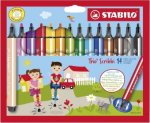 Gefederter Dreikant-Filzstift - STABILO Trio Scribbi - 14er Pack - mit 14 verschiedenen Farben