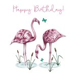 Karnet Swarovski kwadrat Urodziny flamingi