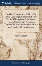 Pinakidia Tetraglossa, or Tables of the Greek, Latin, English, and French Verbs Declin'd Throughout All the Moods, Tenses, Numbers, and Persons, ... T