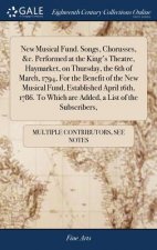 New Musical Fund. Songs, Chorusses, &c. Performed at the King's Theatre, Haymarket, on Thursday, the 6th of March, 1794, for the Benefit of the New Mu