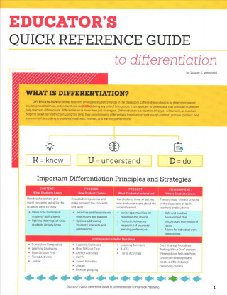 Educator's Quick Reference Guide to Differentiation