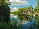 Haus Wasser Reflexion Schweden - 500 Teile (Puzzle)
