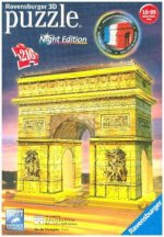 Ravensburger 3D Puzzle Triumphbogen bei Nacht 12522 - das berühmte Wahrzeichen aus Paris - leuchtet im Dunkeln