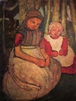 Paula Modersohn-Becker - Zwei sitzende Mädchen im Birkenwald - 500 Teile (Puzzle)