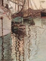 Egon Schiele - Segelschiffe im wellenbewegtem Wasser (Der Hafen von Triest) - 500 Teile (Puzzle)