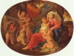 Nicolas Poussin - Heilige Familie mit Engeln, Oval - 500 Teile (Puzzle)