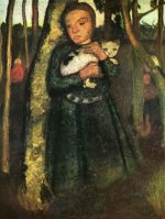 Paula Modersohn-Becker - Mädchen mit Katze im Birkenwald - 1.000 Teile (Puzzle)
