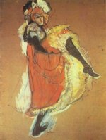 Henri de Toulouse-Lautrec - Jame Avril tanzend, Studie für das Plakat 
