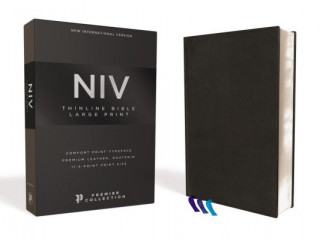 NIV, Thinline Bible, Large Print, Premium Goatskin Leather, Black, Premier Collection, Art Gilded Edges, Comfort Print
