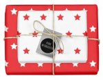 Öko-Geschenkpapier Weihnachten: Sterne (rot/ weiß, Recyclingpapier)
