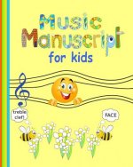 Music Manuscript: Great for kids - 8 large staves per page- 46 pages