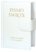 Pismo Święte Stary i Nowy Testament B5 białe skóropodobne z zapięciem na magnes