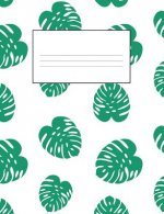 Tropical Hawaiian Monstera Leaves School Supplies: Composition Notebook 7.4 by 9.7 College Ruled 140 Pages (70 Sheets) White Background