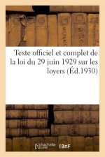 Loi Du 29 Juin 1929 Sur Les Loyers, Modifiant Et Completant La Loi Du 1er Avril 1926