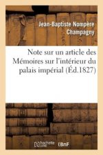 Note Sur Un Article Des Memoires Sur l'Interieur Du Palais Imperial