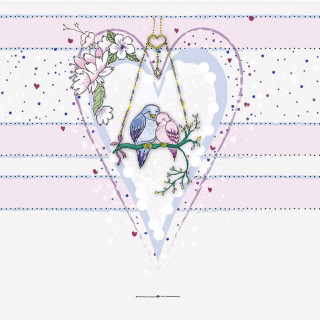 Karnet Swarovski kwadrat Ptaszki w sercu